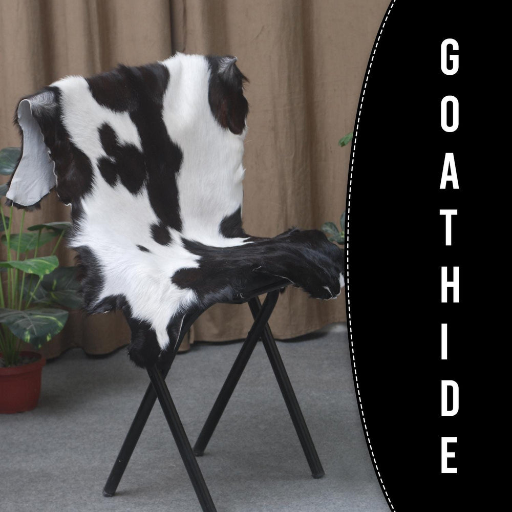 Luxury Black & White Goat Skin Rug with Non-Slip Backing - Hypoallergenic, Non-Shedding & Durable - Handmade Eco-Friendly Floor Rug - Celestial Leather Limited