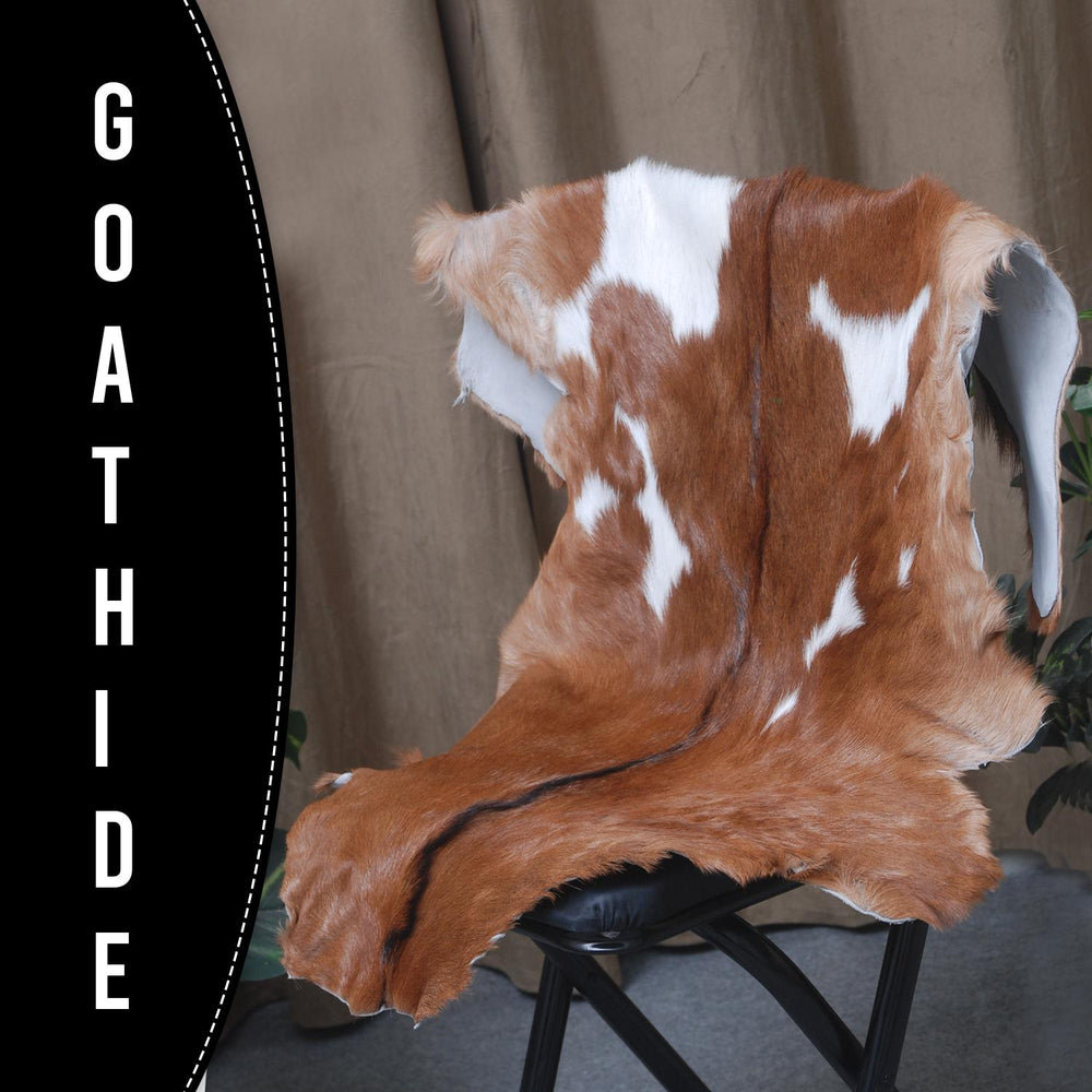 Luxury Handmade Brown & White Goat Skin Rug - Natural Soft Sustainable Floor Rug with Non-Slip Back - Unique Eco-Friendly Home Décor - Celestial Leather Limited