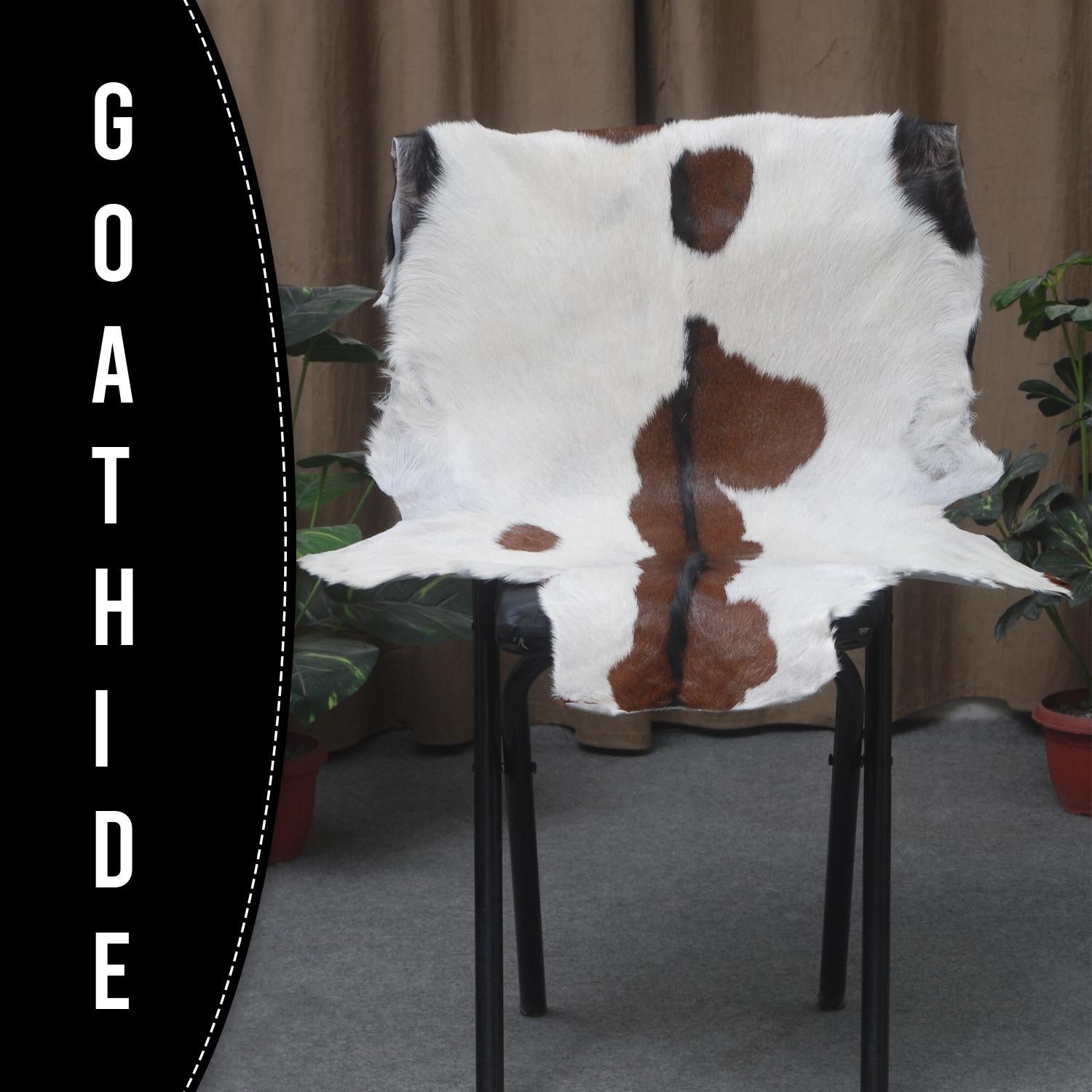 Luxury Handmade Dark Brown White Goat Skin Rug with Non-Slip Suede Backing - Eco-Friendly Natural Beauty for High-Traffic Areas - Celestial Leather Limited