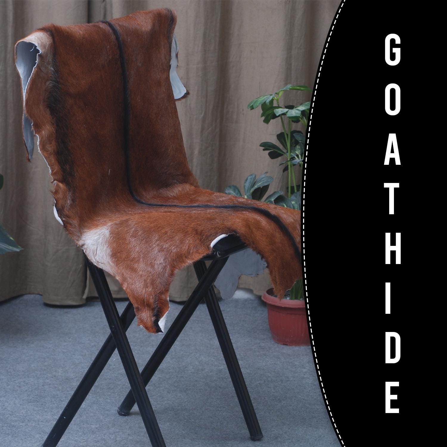 Luxury Brown & White Goat Hide Rug - Premium Natural Hair-on Goat Skin - Handcrafted Eco-Friendly Home Decor - Unique Patterns - Non-Slip - Celestial Leather Limited