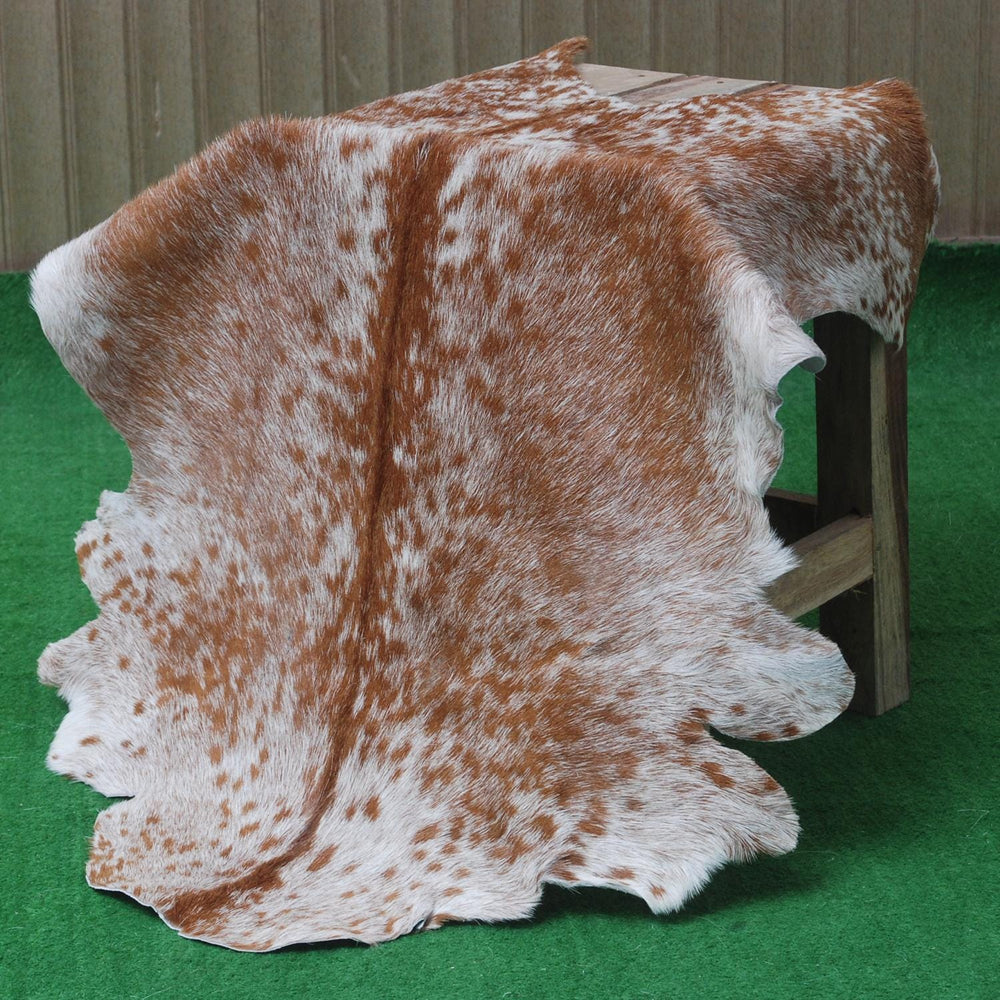 Luxury Brown and White Goat Hide Rug - Handpicked Premium Natural Goat Skin Rug with Unique Patterns and Non-Slip Suede Back - Celestial Leather Limited