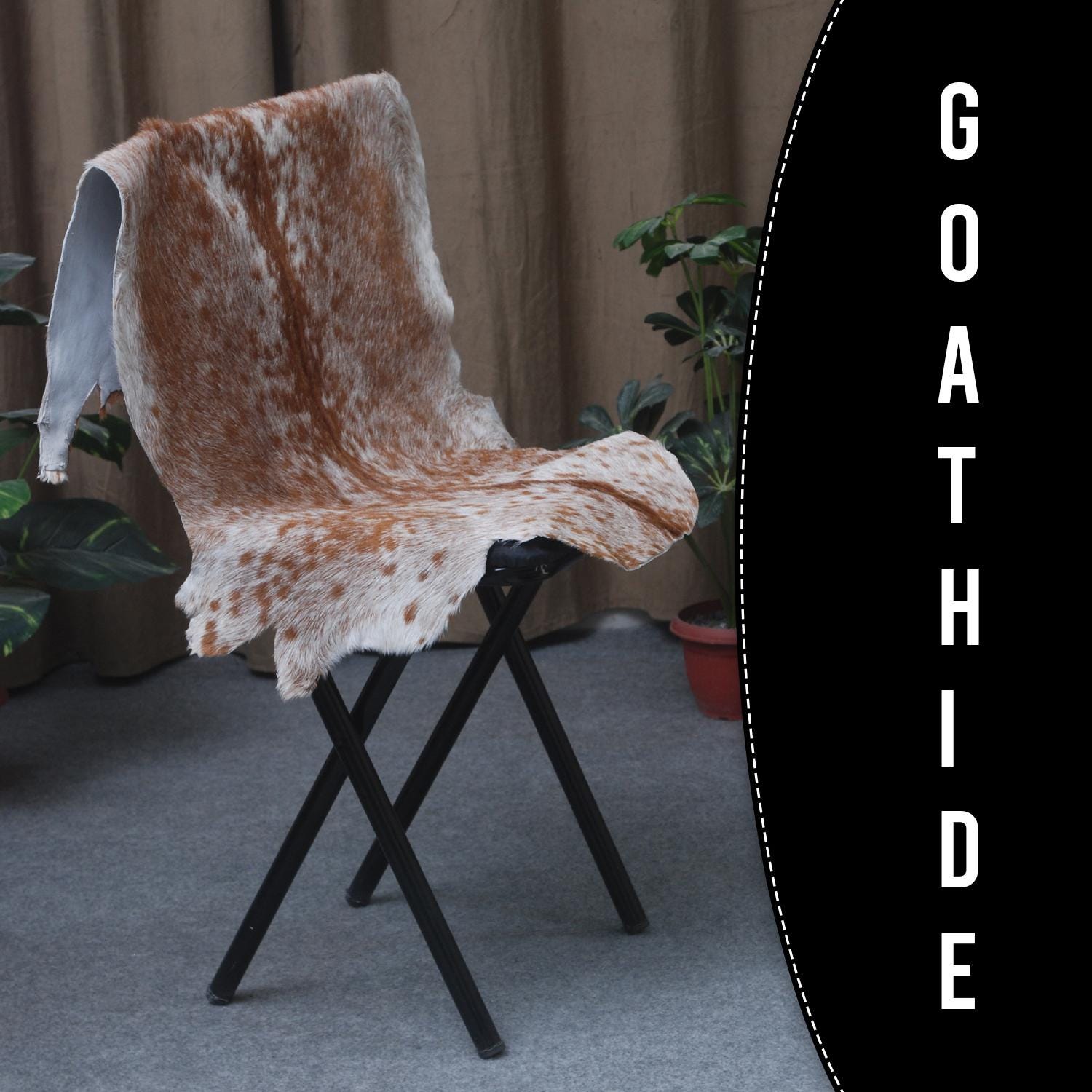 Luxury Brown and White Goat Hide Rug - Handpicked Premium Natural Goat Skin Rug with Unique Patterns and Non-Slip Suede Back - Celestial Leather Limited