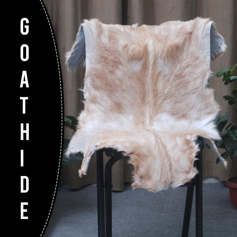 Luxurious Handmade Brown & White Goat Skin Rug | Soft, Kid & Pet-Friendly, Non-Shedding | Natural, Eco-Friendly Rustic Charm | Sustainable - Celestial Leather Limited