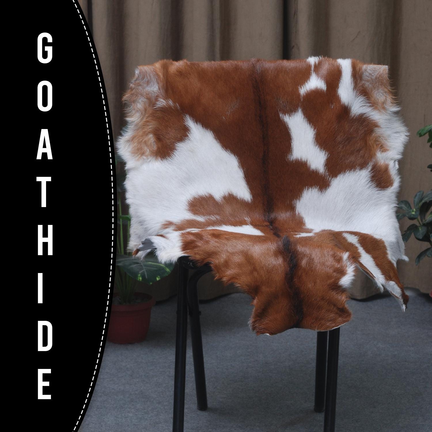 Luxury Handmade Brown & White Goat Skin Rug | Soft, Durable, Non-Shedding, Eco-Friendly | Unique Rustic Charm | Hypoallergenic | Non-Slip - Celestial Leather Limited