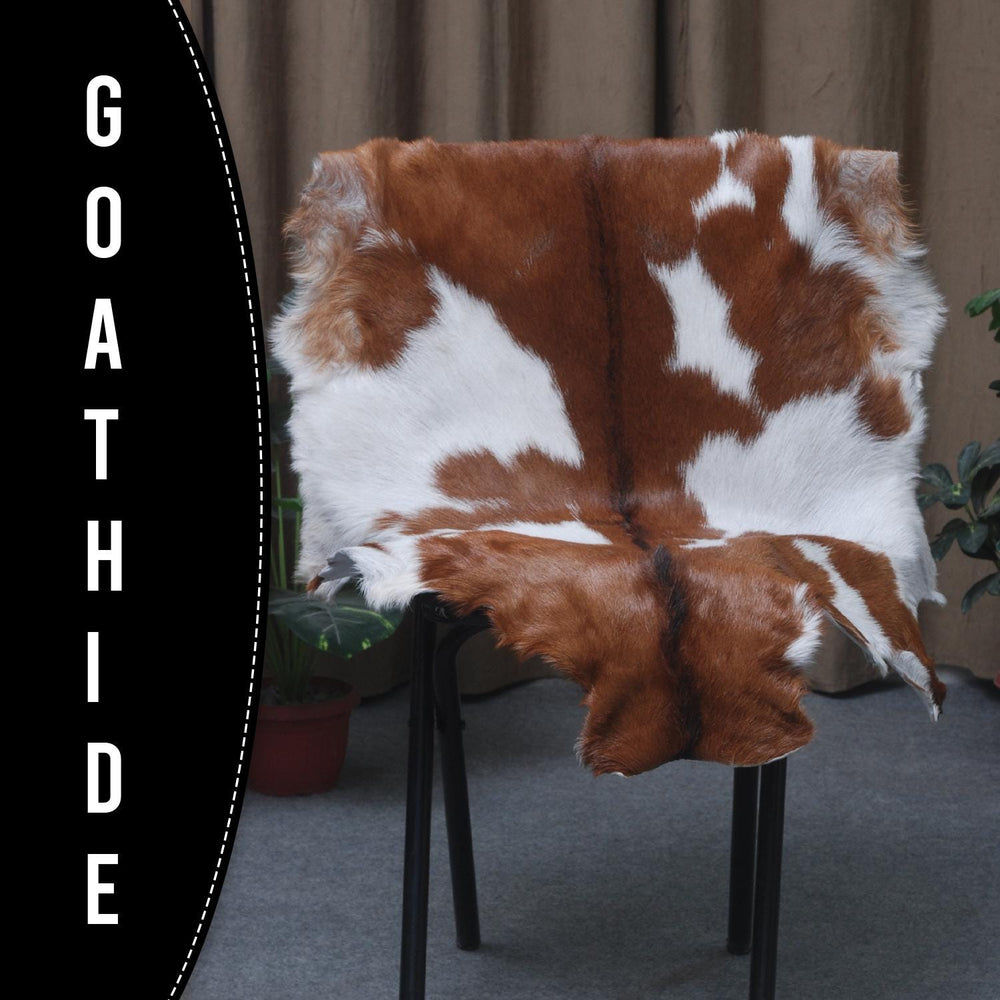 Luxury Handmade Brown & White Goat Skin Rug | Soft, Durable, Non-Shedding, Eco-Friendly | Unique Rustic Charm | Hypoallergenic | Non-Slip - Celestial Leather Limited