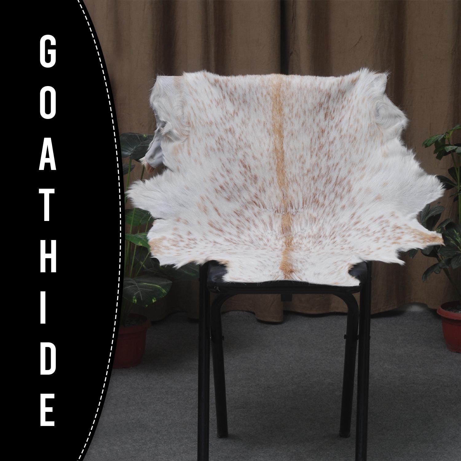 Luxurious Brown & White Goat Skin Rug - Handmade Pure Goat Skin Floor Rug - Unique Design - Hypoallergenic & Kid-Friendly - Non-Shedding - Celestial Leather Limited
