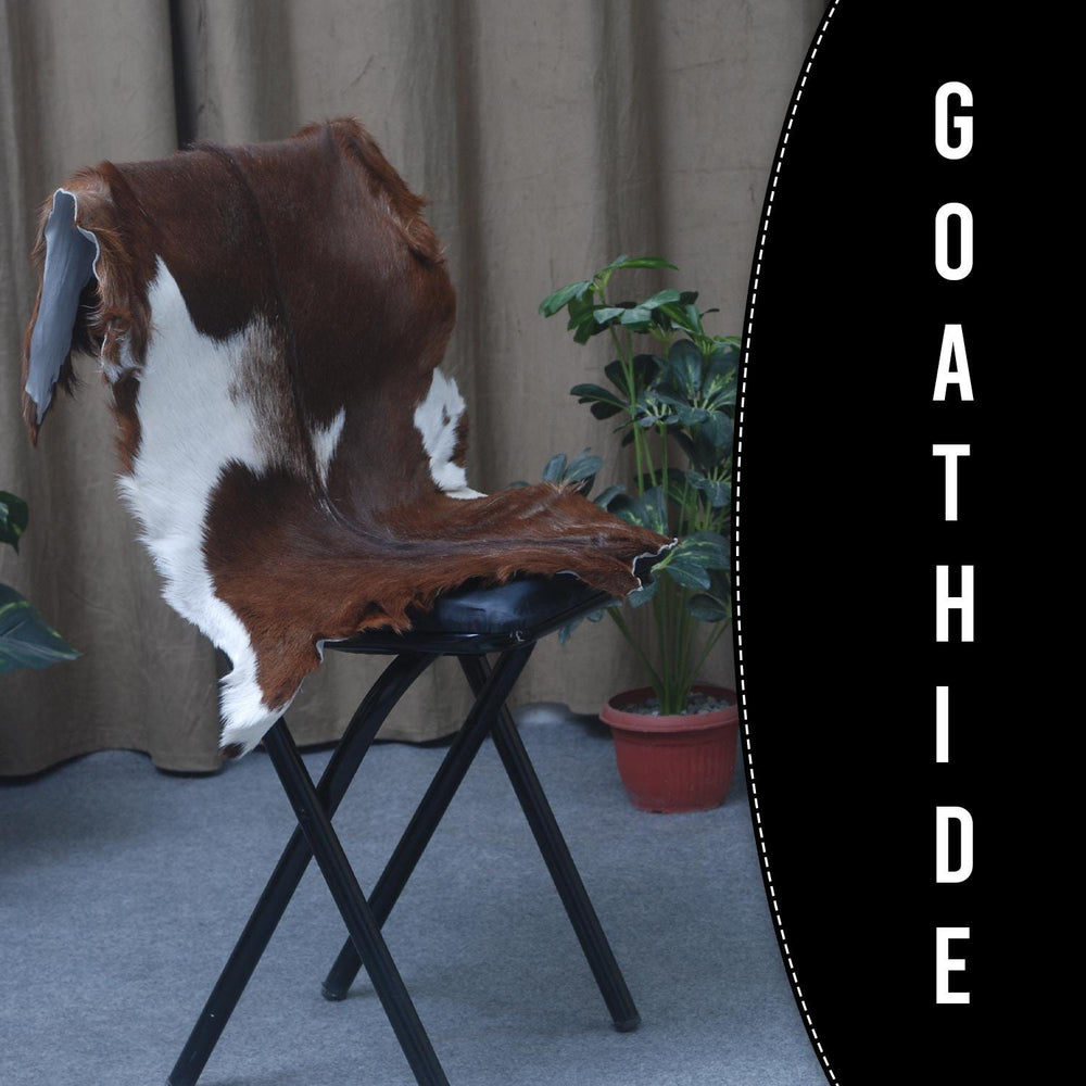 Luxurious Dark Brown & White Goat Skin Rug - Handmade from 100% Pure Goat Skin, Non-Shedding, Hypoallergenic, Eco-Friendly & Kid-Friendly - Celestial Leather Limited