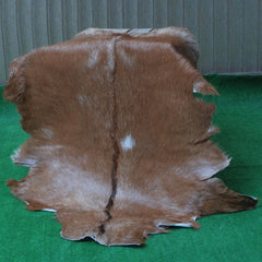 Luxuriously Soft Dark Brown & White Genuine Goat Fur Rug - Eco-Friendly, Non-Shedding, and Hypoallergenic - Unique Patterns - Handcrafted