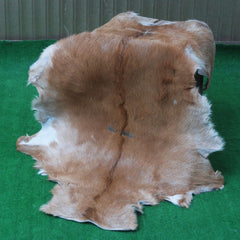 Luxurious Brown and White Goat Hide Rug - Premium Hair-On Goat Skin Rug, Sustainable Eco-Friendly Decor for Any Room