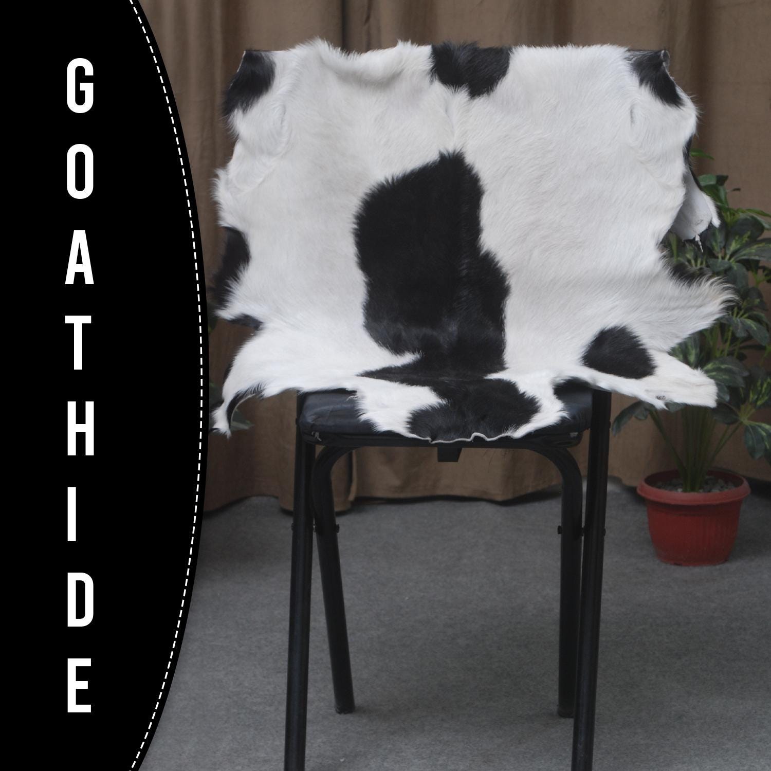 Serene Grey & White Goat Skin Rug - Natural Animal Hide Floor Decor with Suede Back - Sustainable, Eco-Friendly, and Hypoallergenic