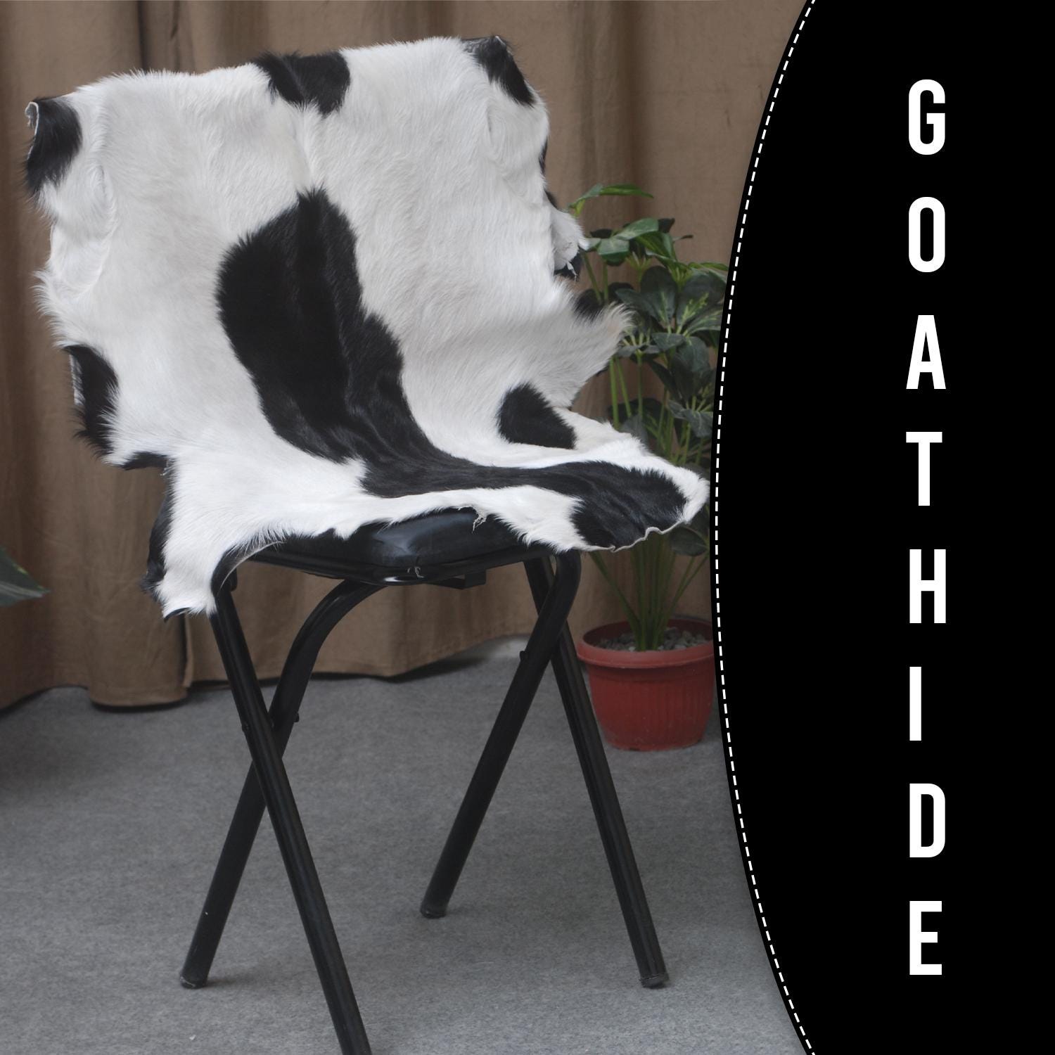 Serene Grey & White Goat Skin Rug - Natural Animal Hide Floor Decor with Suede Back - Sustainable, Eco-Friendly, and Hypoallergenic