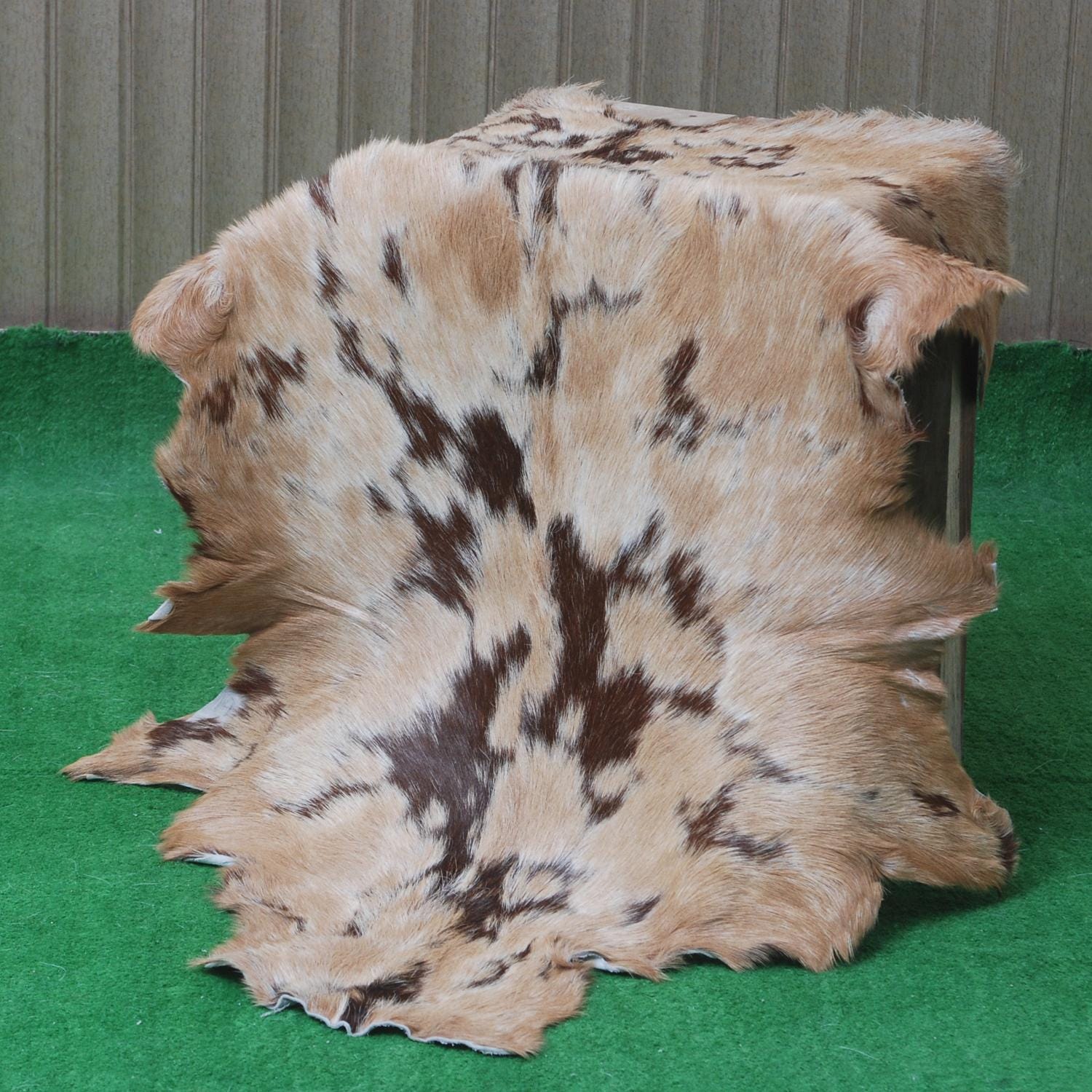 Luxury Dark Brown & White Goat Skin Rug - Handmade, Soft, Non-Shedding, Eco-Friendly, Unique Colour Variations, Hypoallergenic, Non-Slip Suede Back