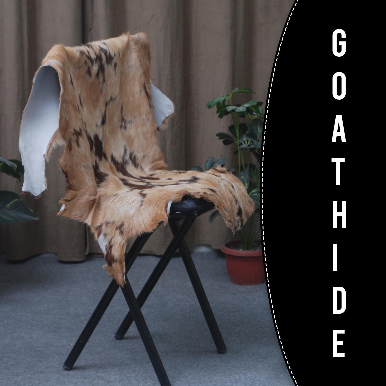 Luxury Dark Brown & White Goat Skin Rug - Handmade, Soft, Non-Shedding, Eco-Friendly, Unique Colour Variations, Hypoallergenic, Non-Slip Suede Back