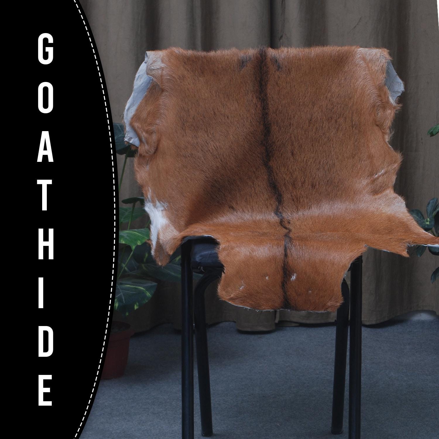 Premium Brown & White Goat Hide Rug - Luxury Hair-on Goatskin Rug, Sustainable - Eco-Friendly, Unique Patterns, Non-Slip Suede Back