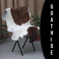 Luxurious Brown and White Goat Hide Rug - Premium Hair-On Goatskin Rug - Sustainable & Eco-Friendly - Handcrafted Elegance