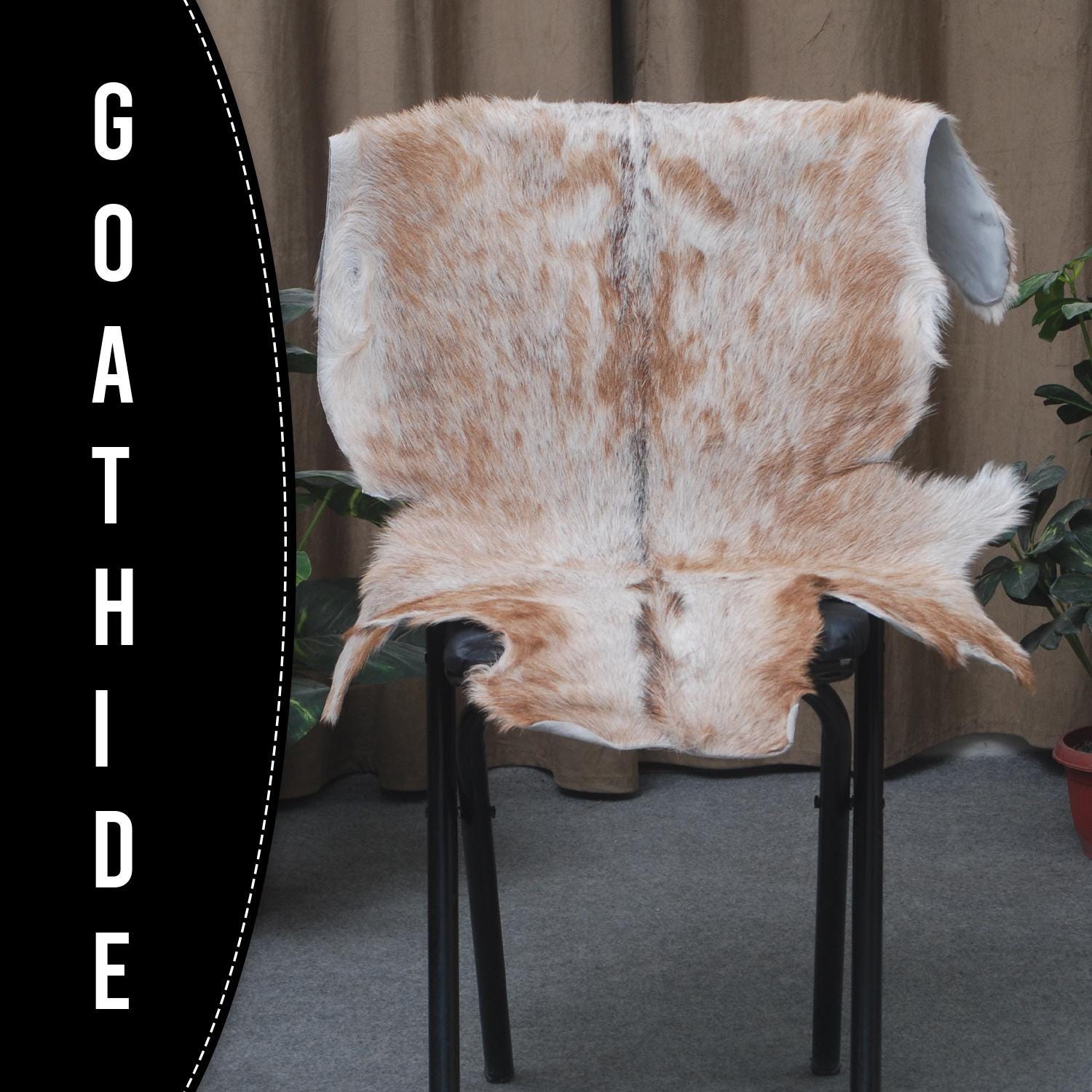 Luxury Brown and White Goat hide Rug - Premium Handcrafted Hair-on Leather Rug - Natural, Eco-Friendly, Hypoallergenic - Unique Patterns