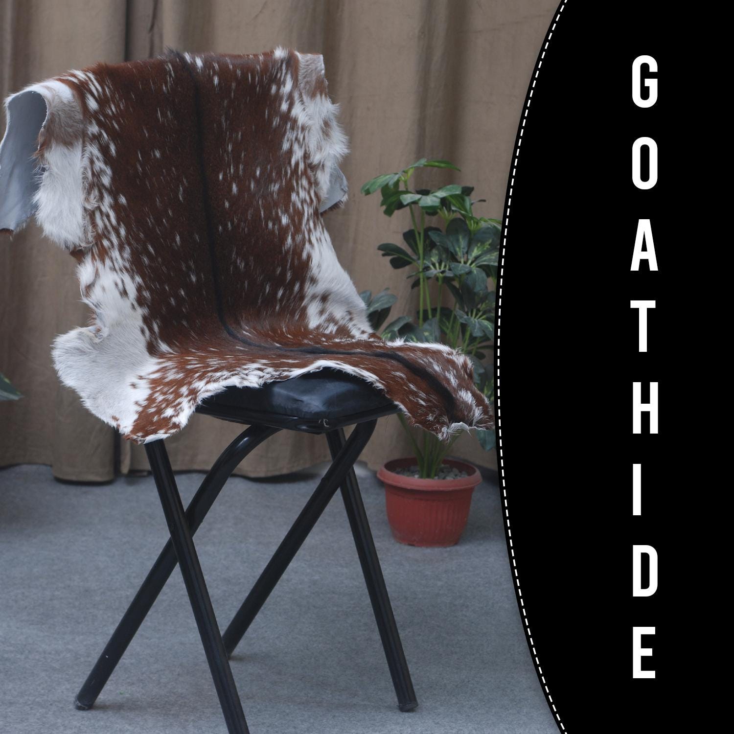 Luxury Brown & White Goat Skin Rug - Premium Hair-On Hide Rug with Unique Patterns, Non-Slip Suede Back, Sustainable - Eco-Friendly